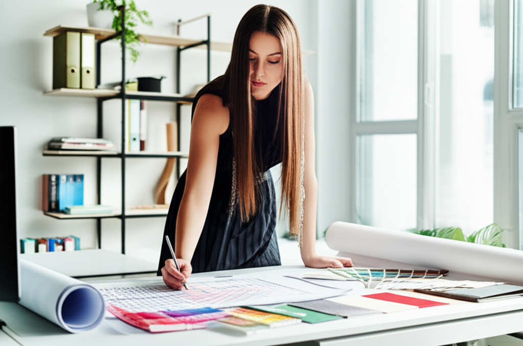 Interior designer at work